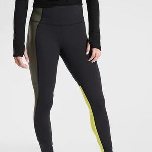 Athleta Asym Colorblock Tights Plush Supersonic XS